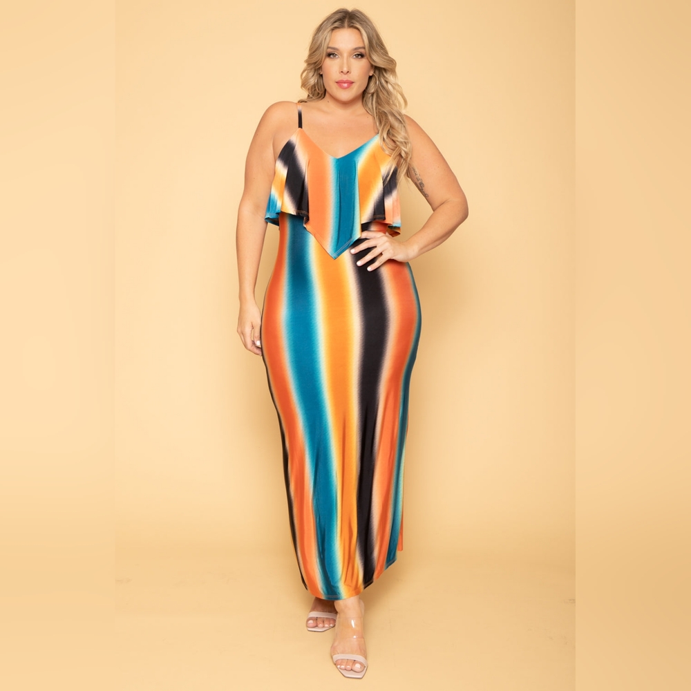 NEW NWOT CurvySense Plus Size Maile Orange Abstract Dress Size 3XL